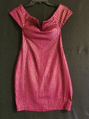 Fitted Pink Metallic Sheath Dress